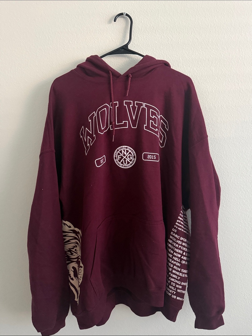 Darc Sport Maroon 'WOLVES' Graphic Crewneck Hoodie